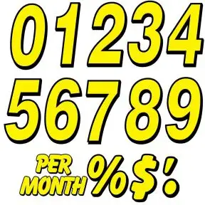 Individual Magnetic Car Numbers - Yellow