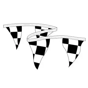Checkered Pennant - Black, White Triangles