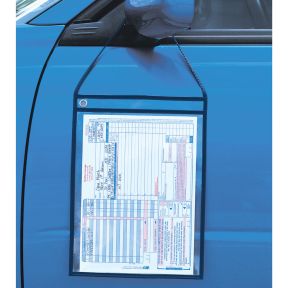 Repair Order Holder with Strap - Navy - 10" w x 13" h, Transparent 