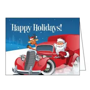 Holiday Card - Santa in Hot Rod Truck