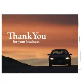 Thank You Card - Sunset Car