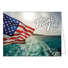 Thank You Card - American Flag over Water