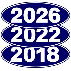 Oval Year Windshield Stickers - White on Blue