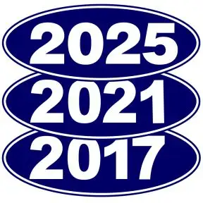 Oval Year Windshield Stickers - White on Blue