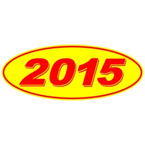 3D Oval Year Windshield Stickers - Red on Yellow