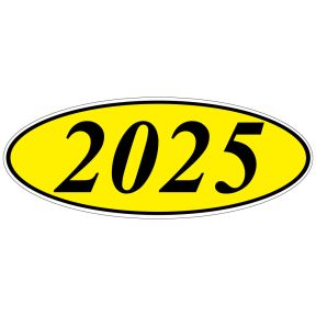 Oval Year Windshield Stickers - Black on Yellow