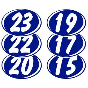 2 Digit Year Windshield Stickers - White on Blue