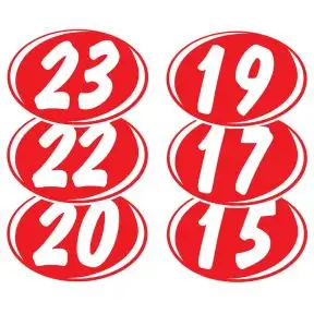 2 Digit Year Windshield Stickers - White on Red