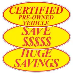 Red on Yellow Oval Slogan Windshield Stickers