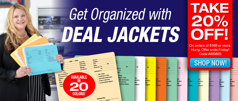 Get Organized with Deal Jackets - Available in 20 Colors