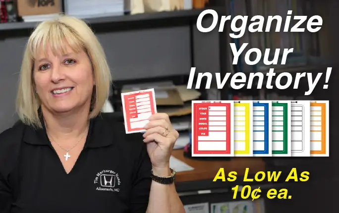 Organize the inventory at your dealership with Window Stock Stickers.