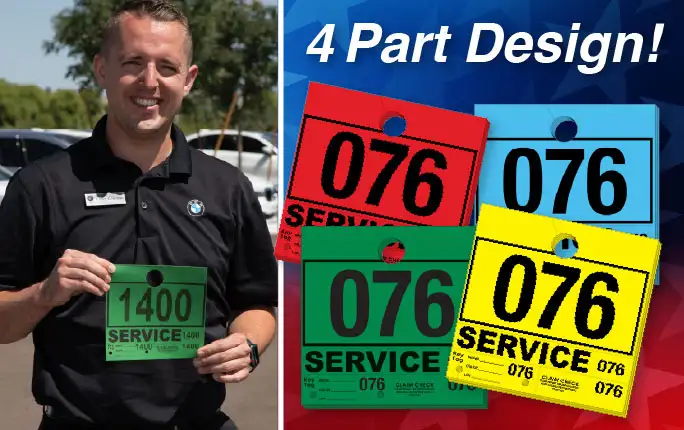 4 Part Service Department Hang Tags for your dealership.