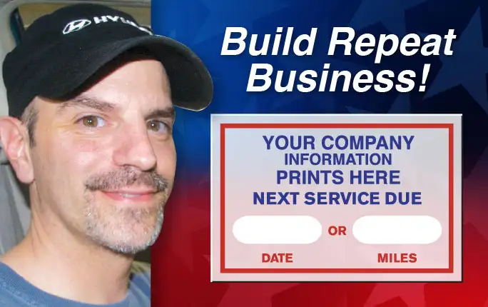 Build repeat business at your repair shop with oil change stickers.